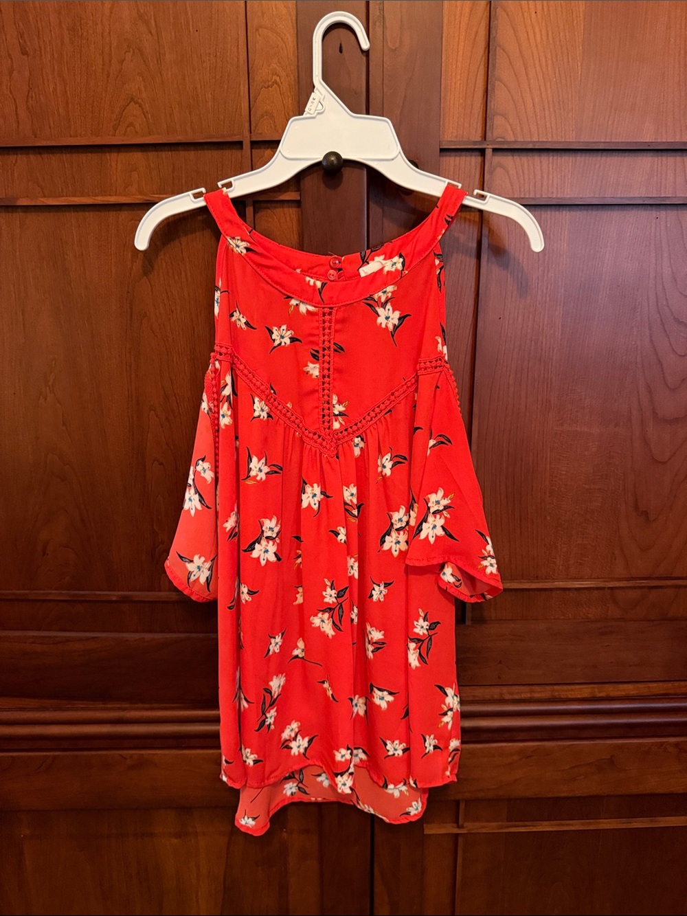 Sienna Sky Red Floral Cold-Shoulder Blouse